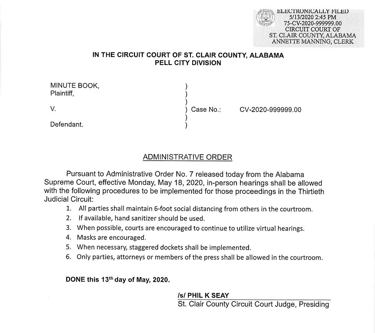 Please click on the link below to view or download the full document in regards to the St. Clair County Administrative Order released from the Supreme Court that is effective Monday, May 18, 2020 for in-person hearings and court proceedings.