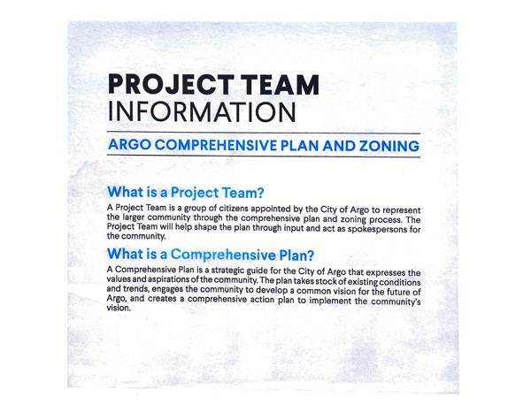 Project Team Information | Argo Comprehensive Plan & Zoning | Planning & Zoning Committee application
