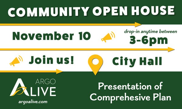 City of Argo Community Open House November 10 from 3-6 - drop in at City Hall