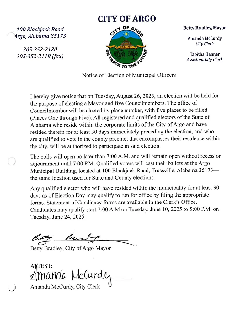 Argo Notice of Election 2025