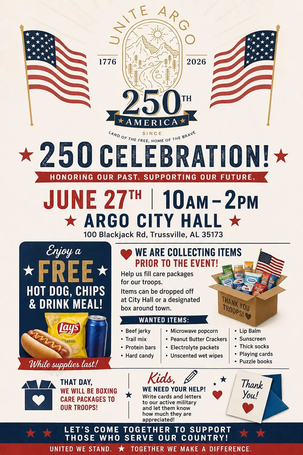 City of Argo 250 Celebration June 27, 2026 at Argo City Hall